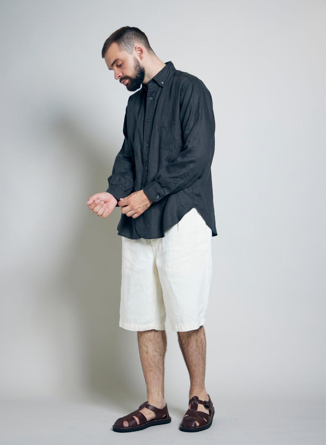 Desert Short Hemp Denim in Off White - 4