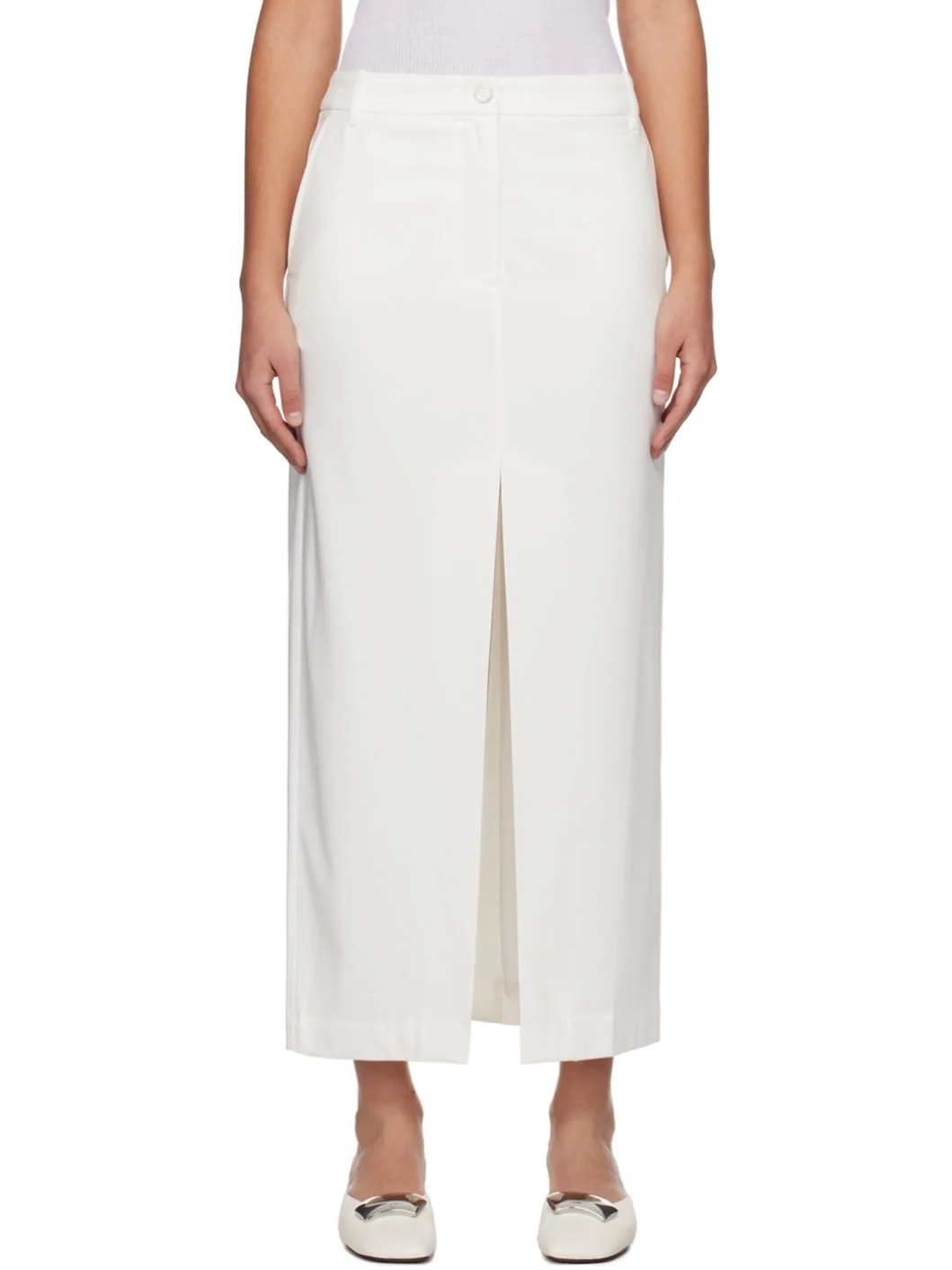 White Slit Maxi Skirt - 1