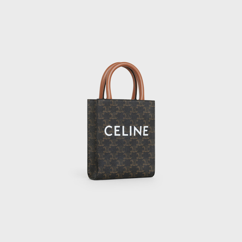CELINE Mini Vertical Cabas in Triomphe Canvas and calfskin with Celine print outlook