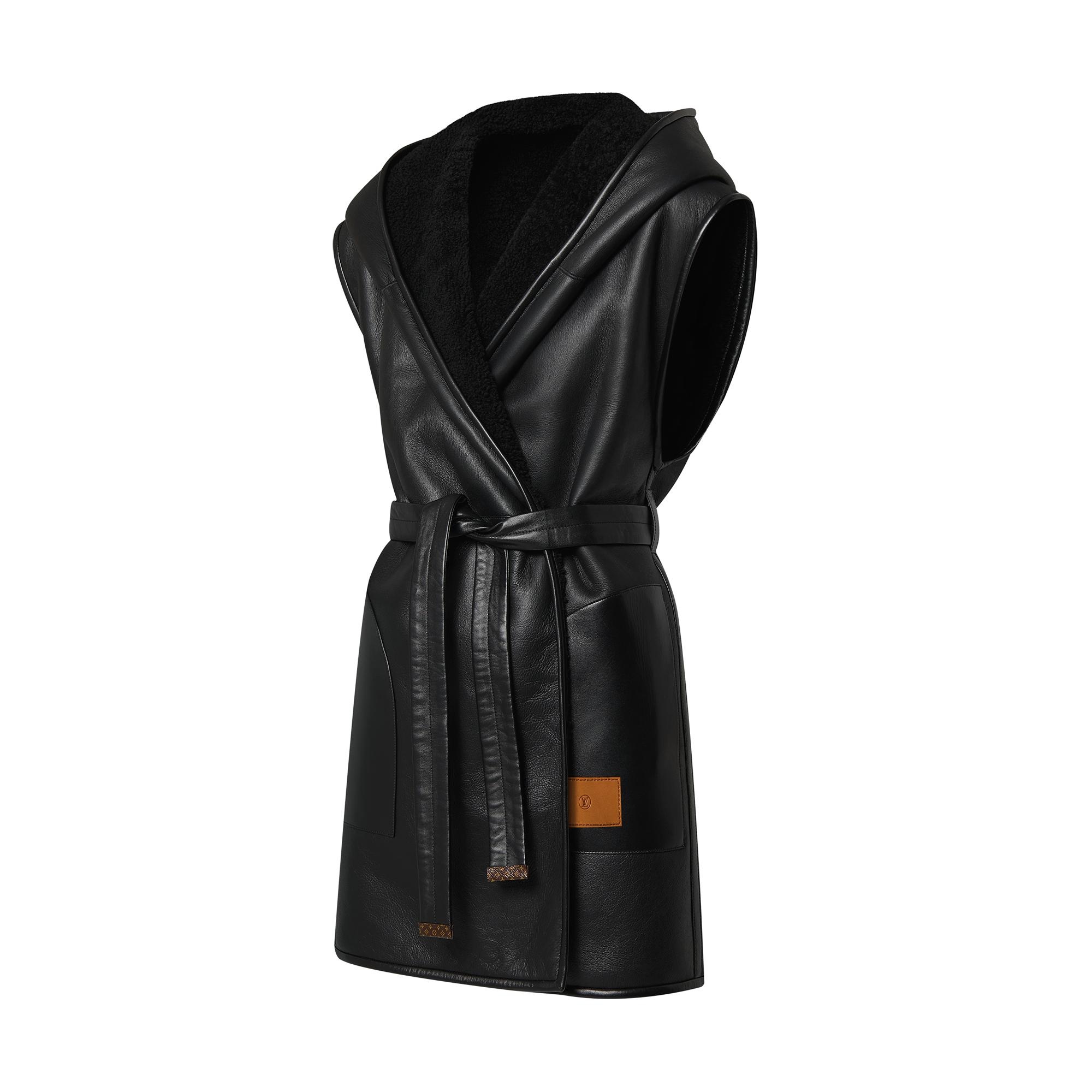 Reversible Shearling Sleeveless Wrap Coat - 2