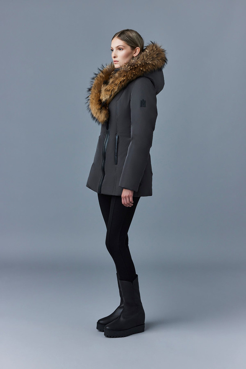 ADALI down coat with natural fur Signature Mackage Collar 3