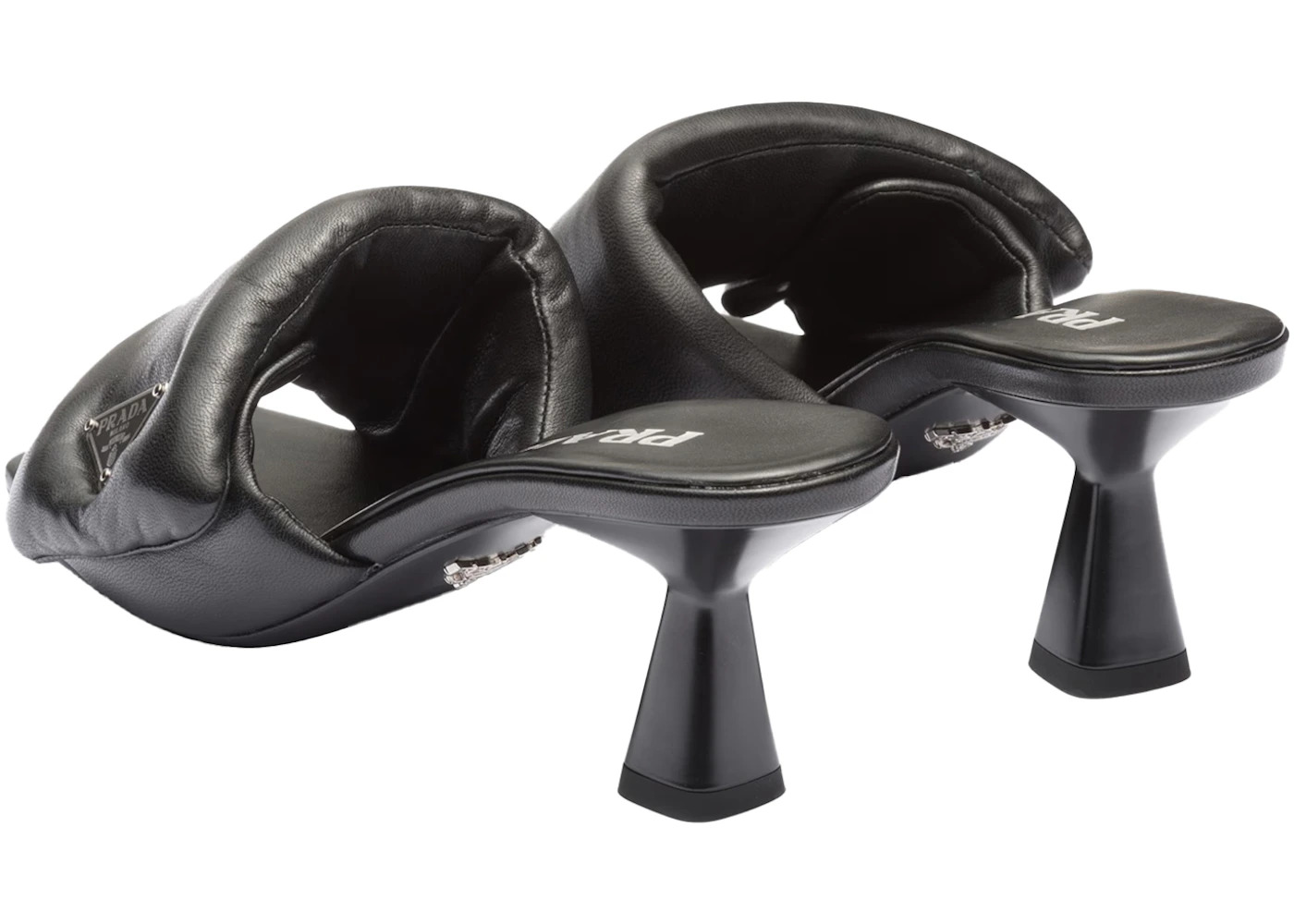 Prada Soft Padded 65mm Sandals Black Nappa Leather - 3