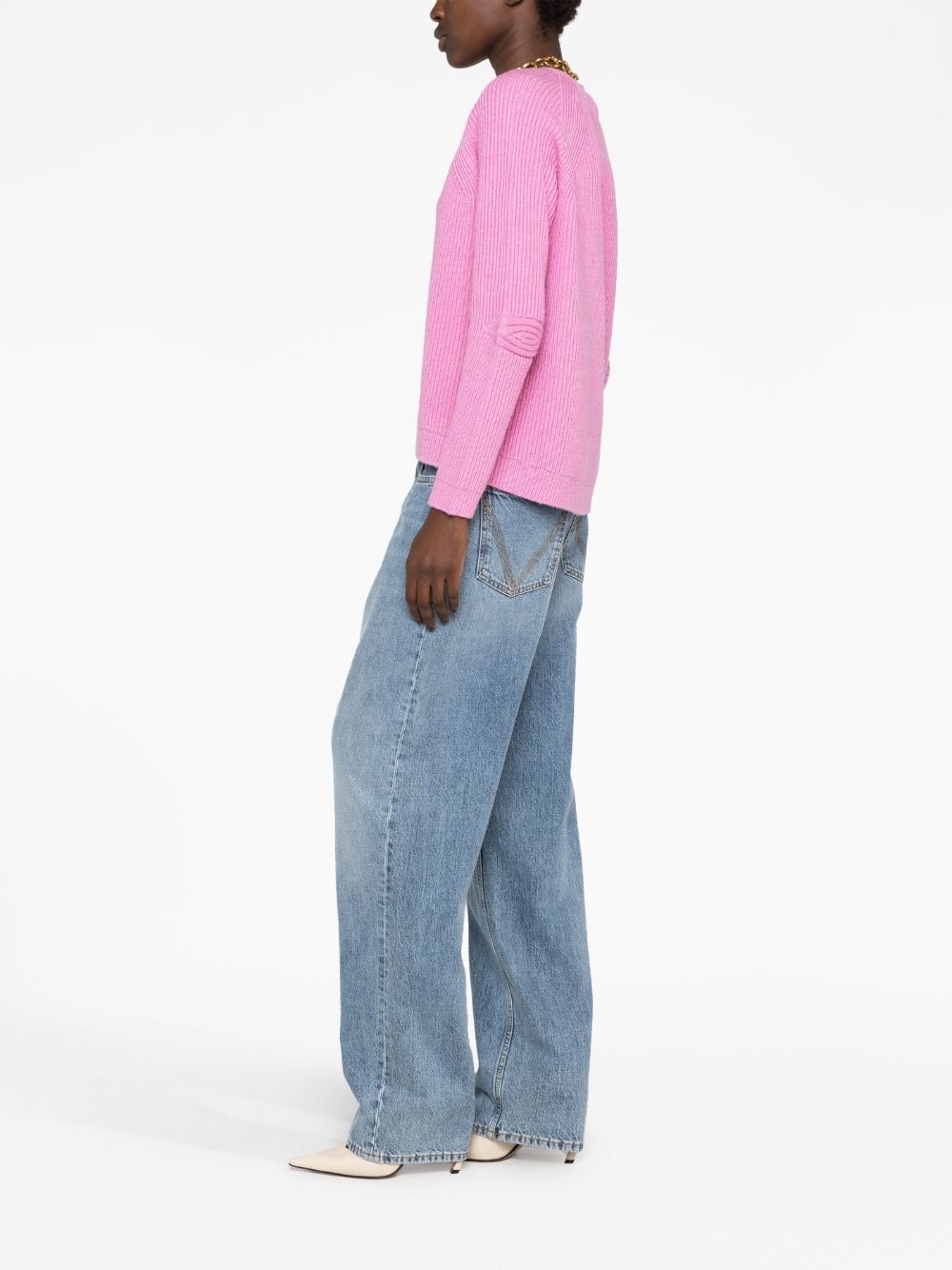 ribbed V-neck jumper - 6