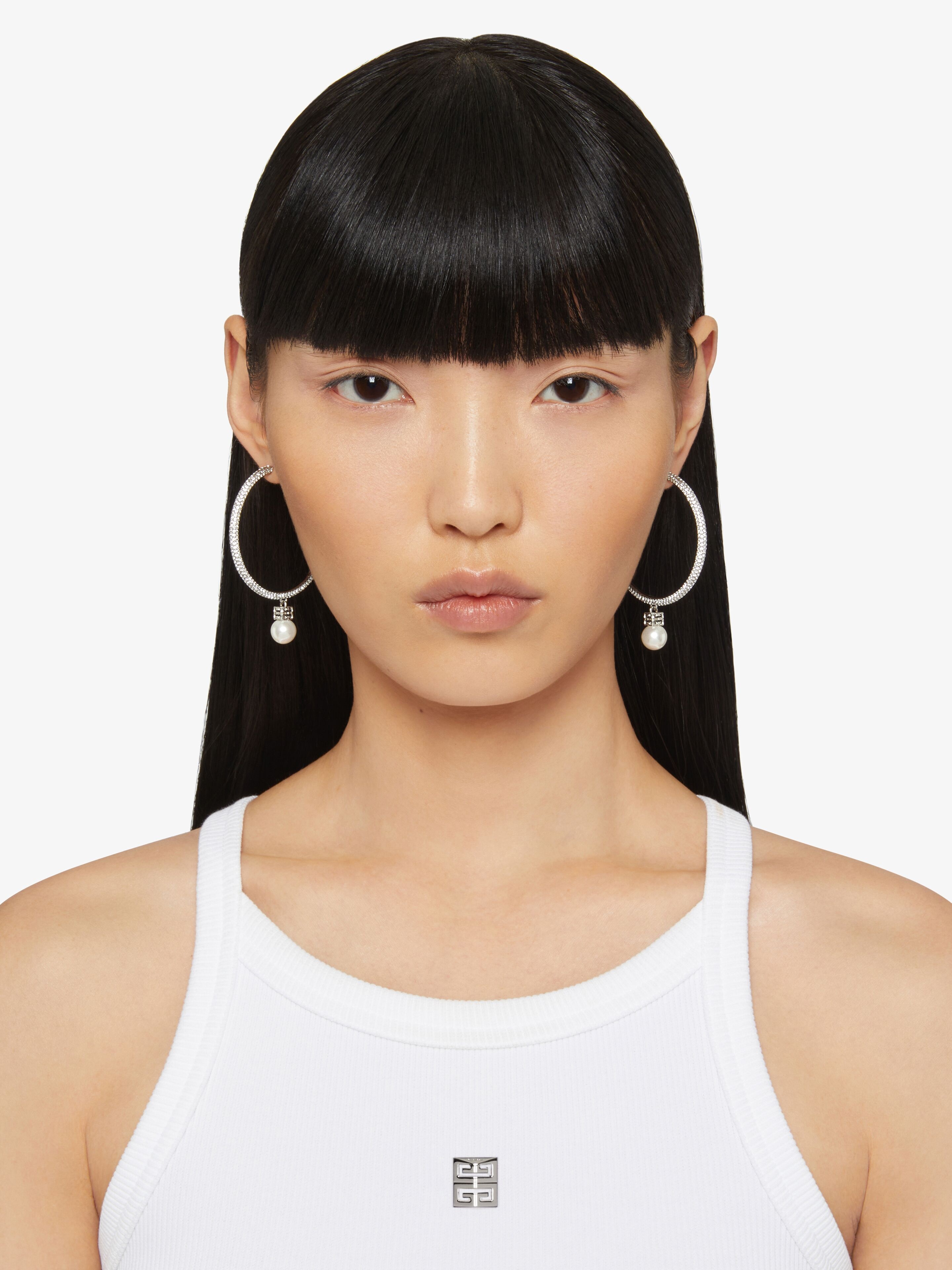PEARL EARRINGS IN METAL WITH CRYSTALS - 2