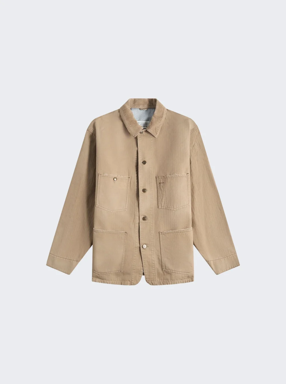 Herringbone Workwear Jacket Stone Washed Beige - 1