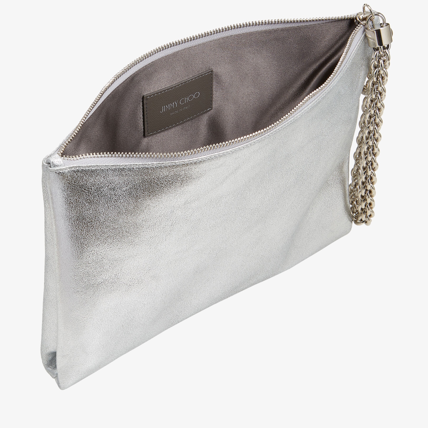 Callie
Silver Metallic Leather Clutch Bag - 2