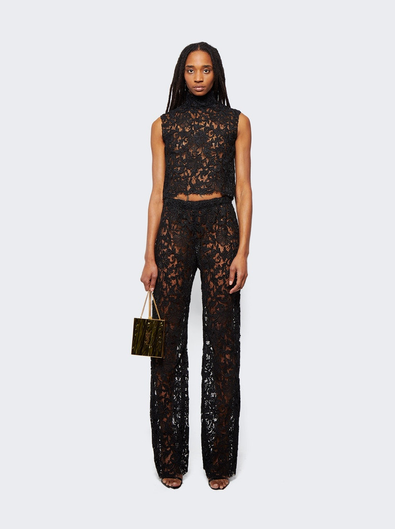 SAINT LAURENT Floral Guipure Lace Top Black outlook