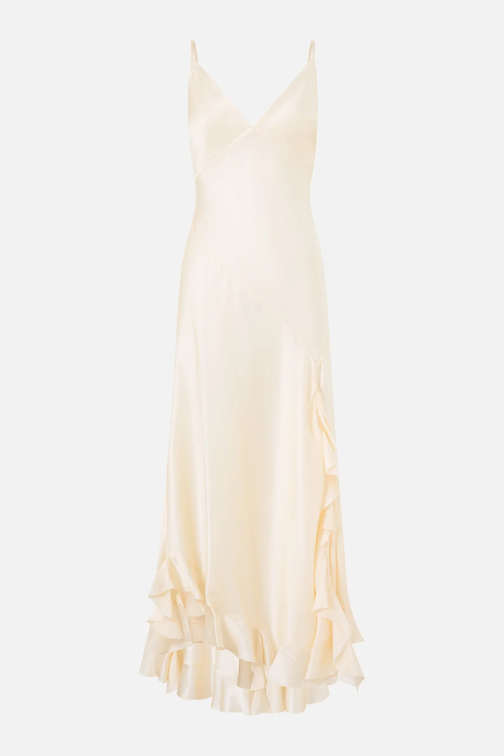 BIAS SLIP DRESS WITH FRILL HEM SILK ESSENTIALS - 1