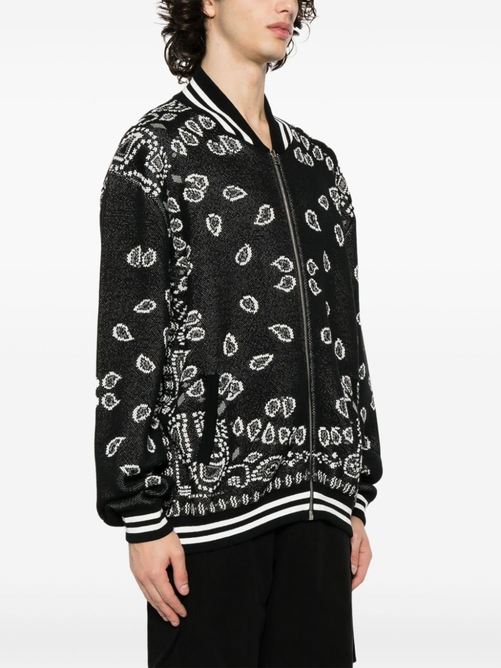 intarsia-knit zip-up bomber jacket - 3