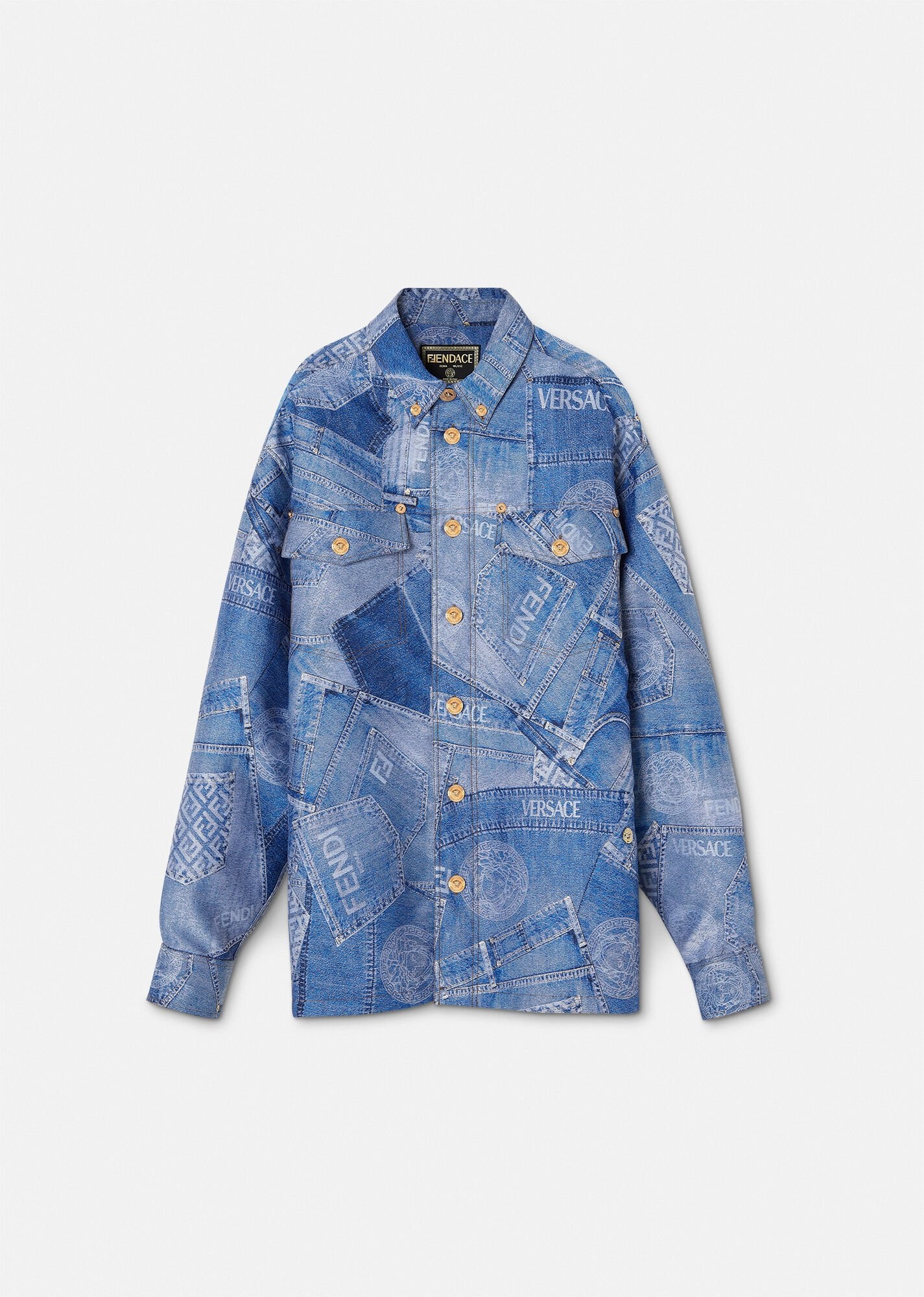 Fendace Denim Patchwork Jacquard Jacket - 1