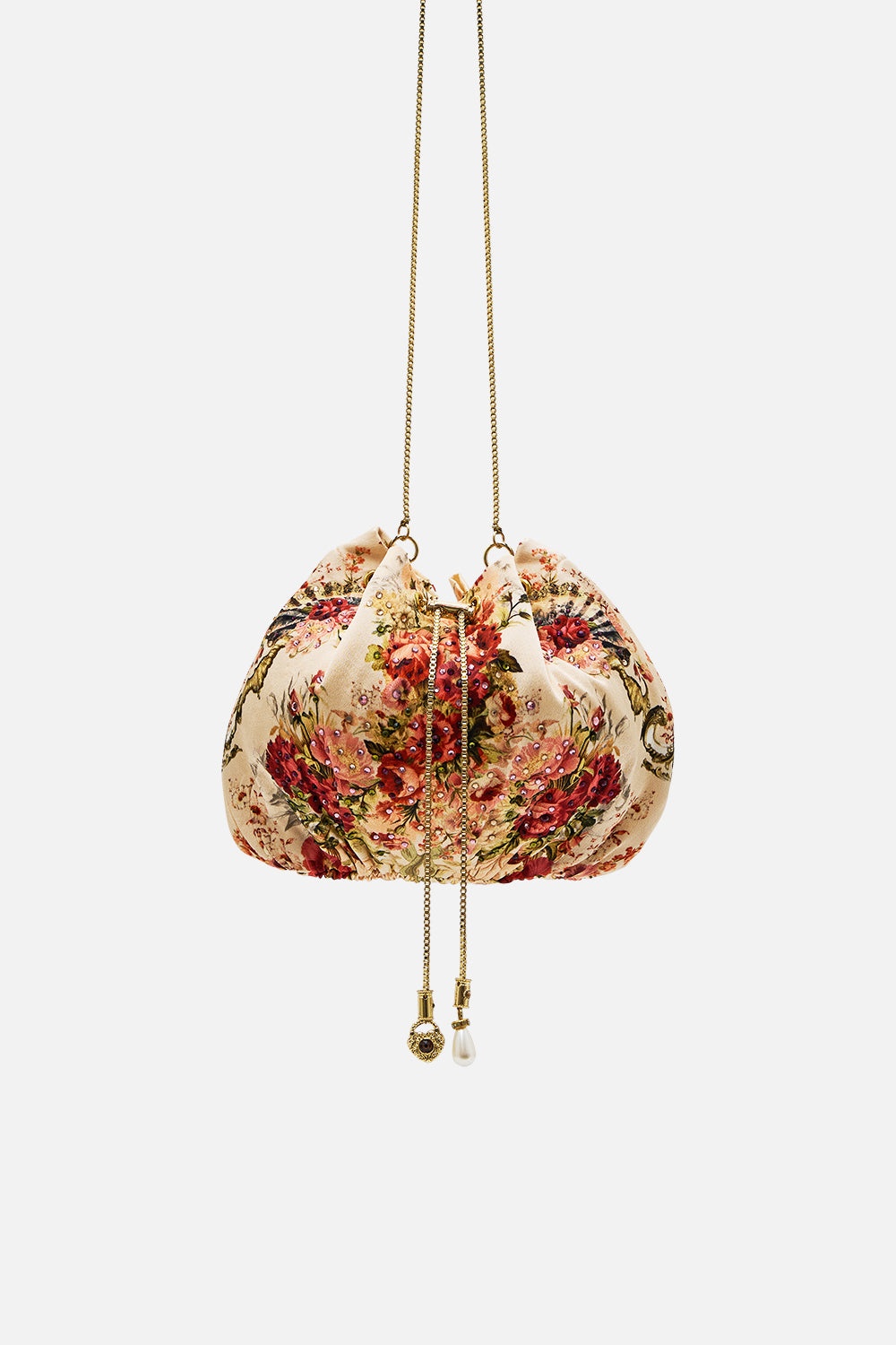 DRAWSTRING POUCH BAG WITH CHAIN STRAP - 1