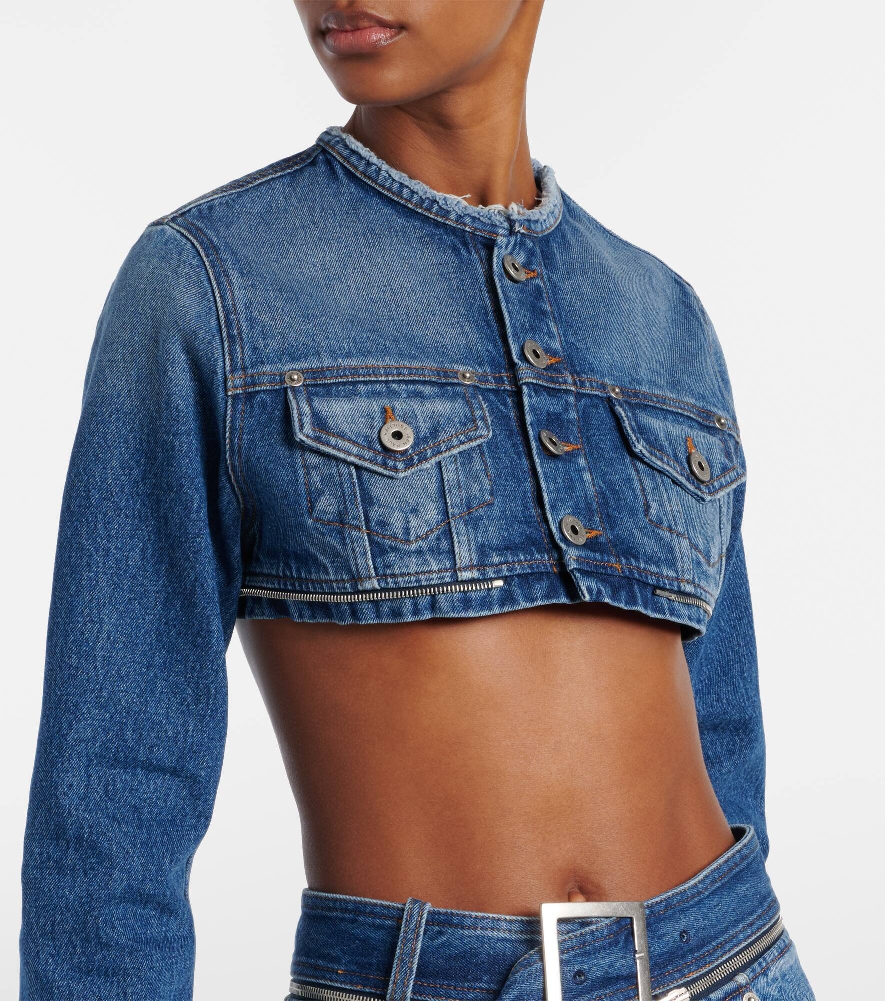 Cropped denim jacket - 7