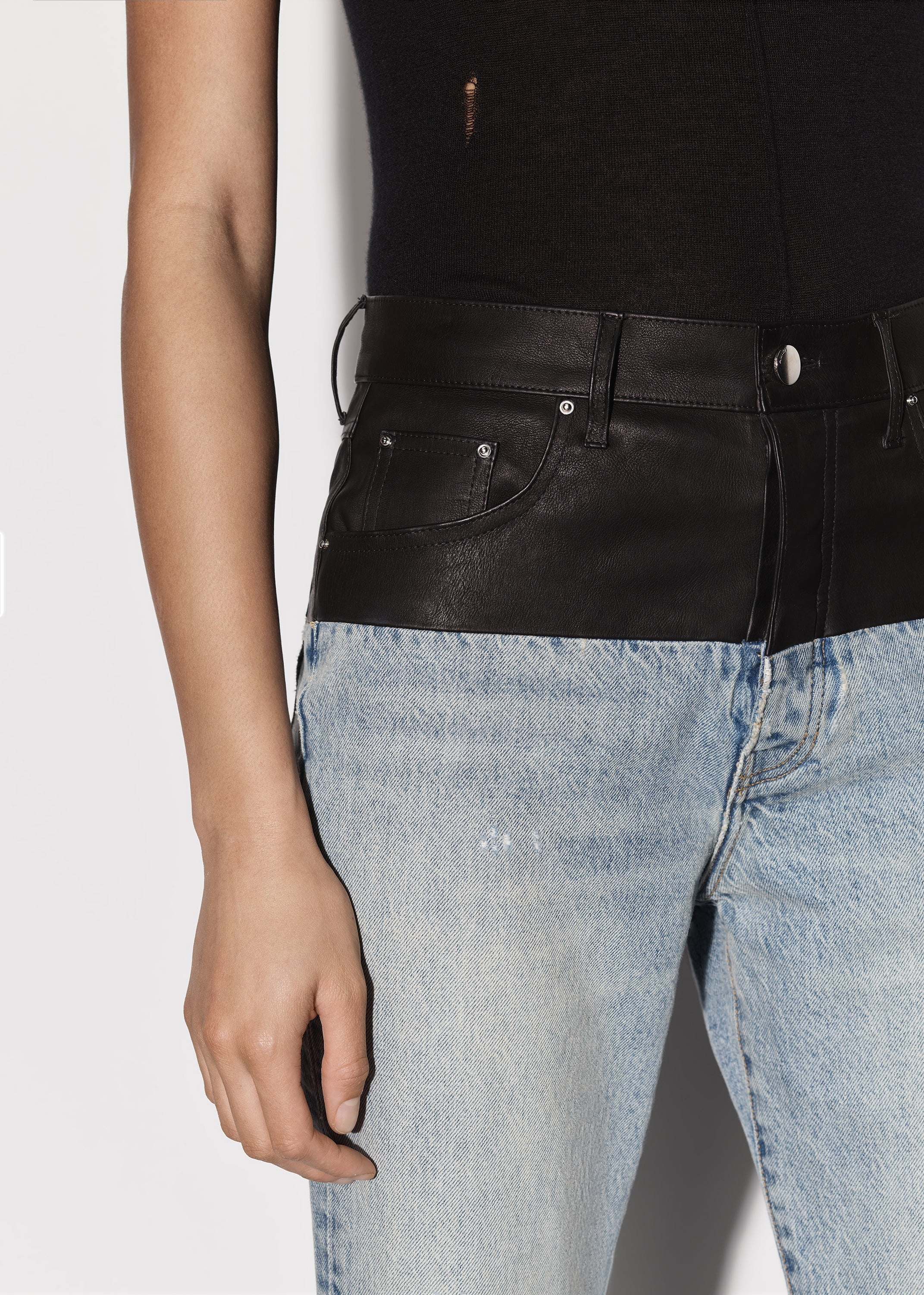LEATHER HYBRID BOOTLEG JEAN - 6