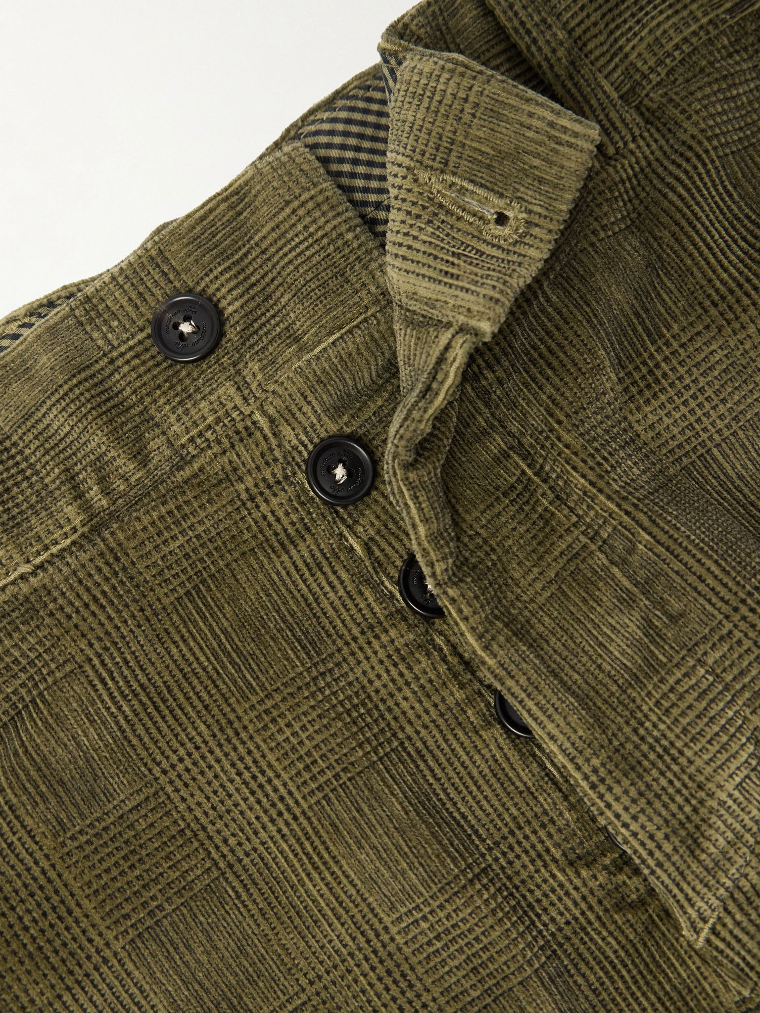 Mauko Straight-Leg Prince of Wales Checked Cotton-Blend Corduroy Suit Trousers Green - 6