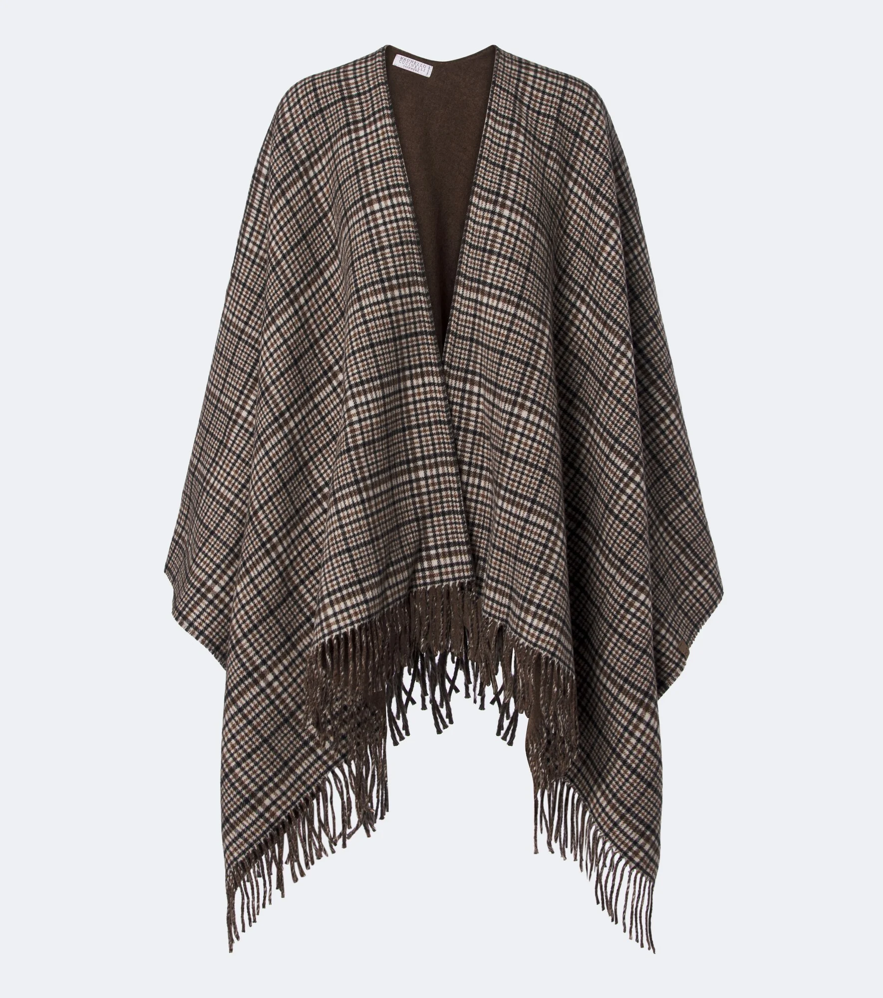 Checked cashmere poncho - 1