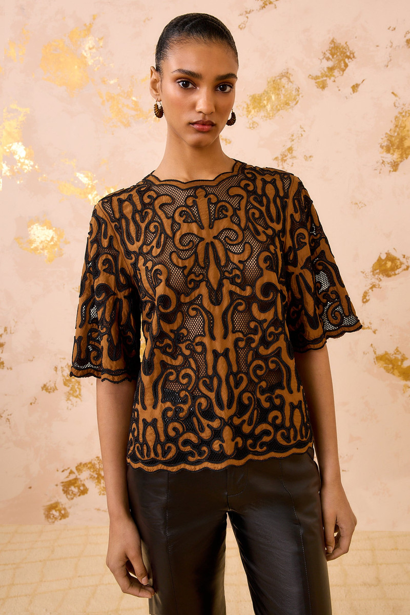 Tasia Applique Short Sleeve Top 1
