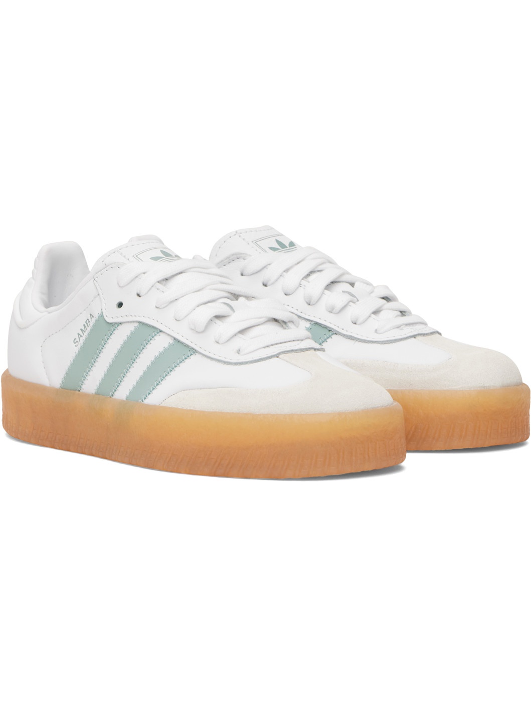 White & Blue Sambae Sneakers - 4