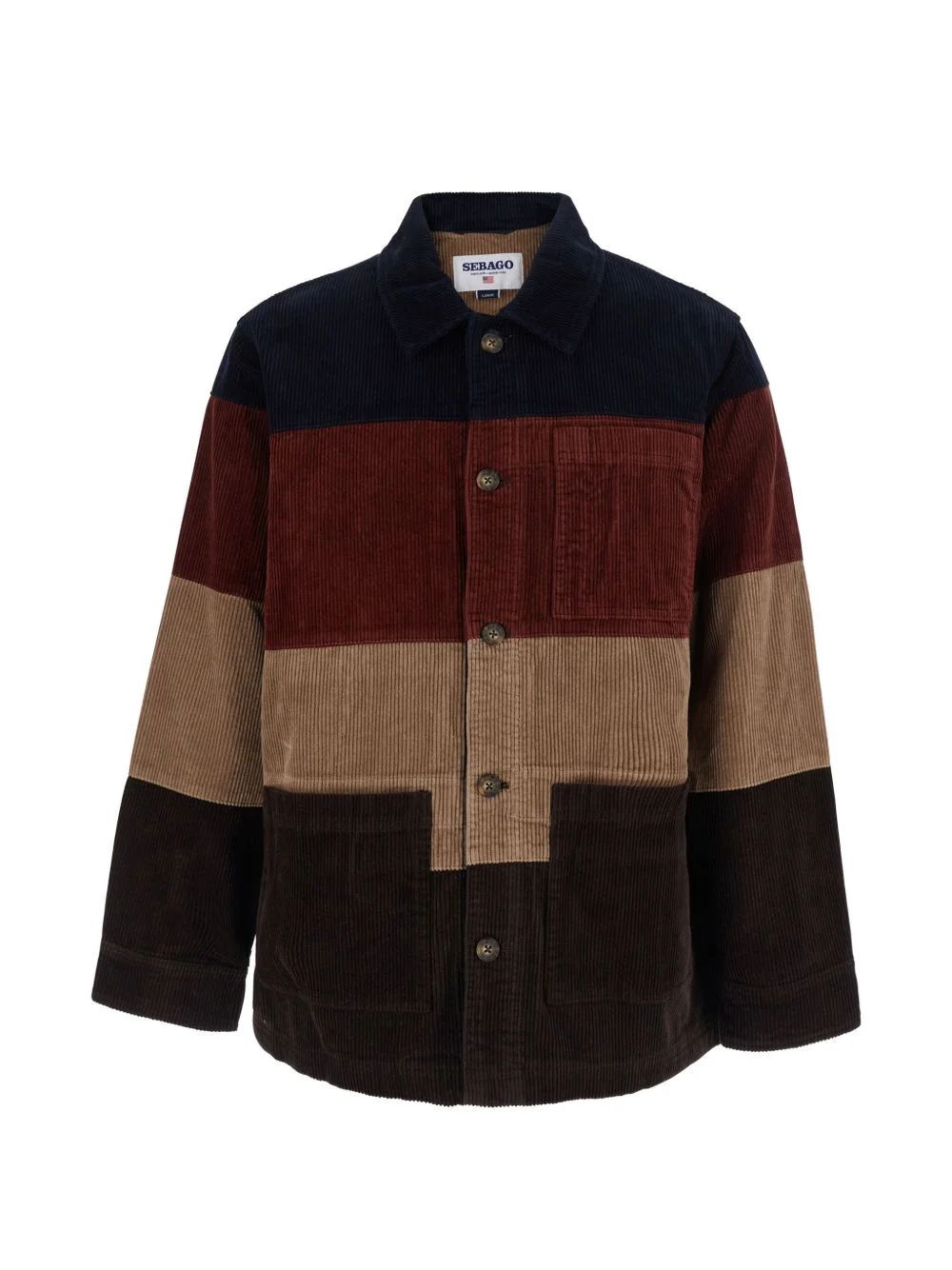 colour-block long-sleeve overshirt - 1