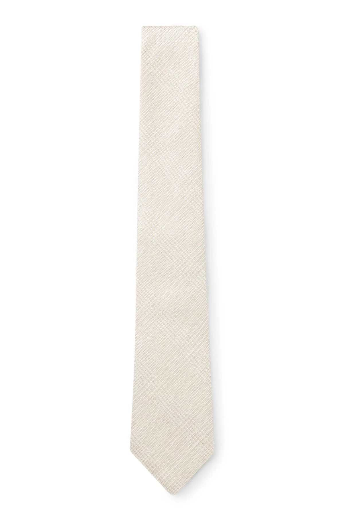 CHECKED TIE IN ITALIAN-MADE LINEN AND SILK - 1