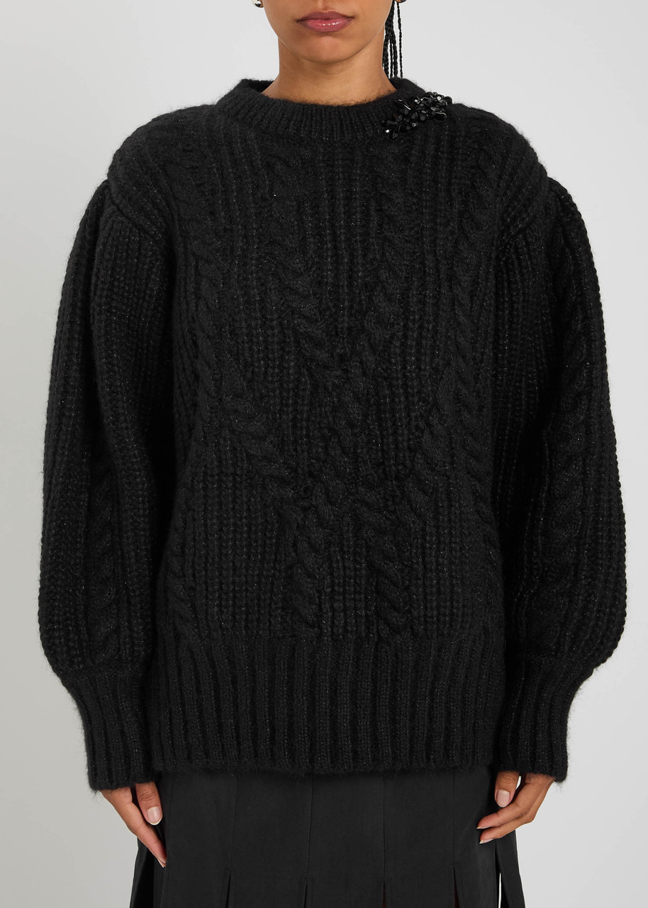 Simone Rocha Embellished Cable-knit Alpaca-blend Jumper - 2