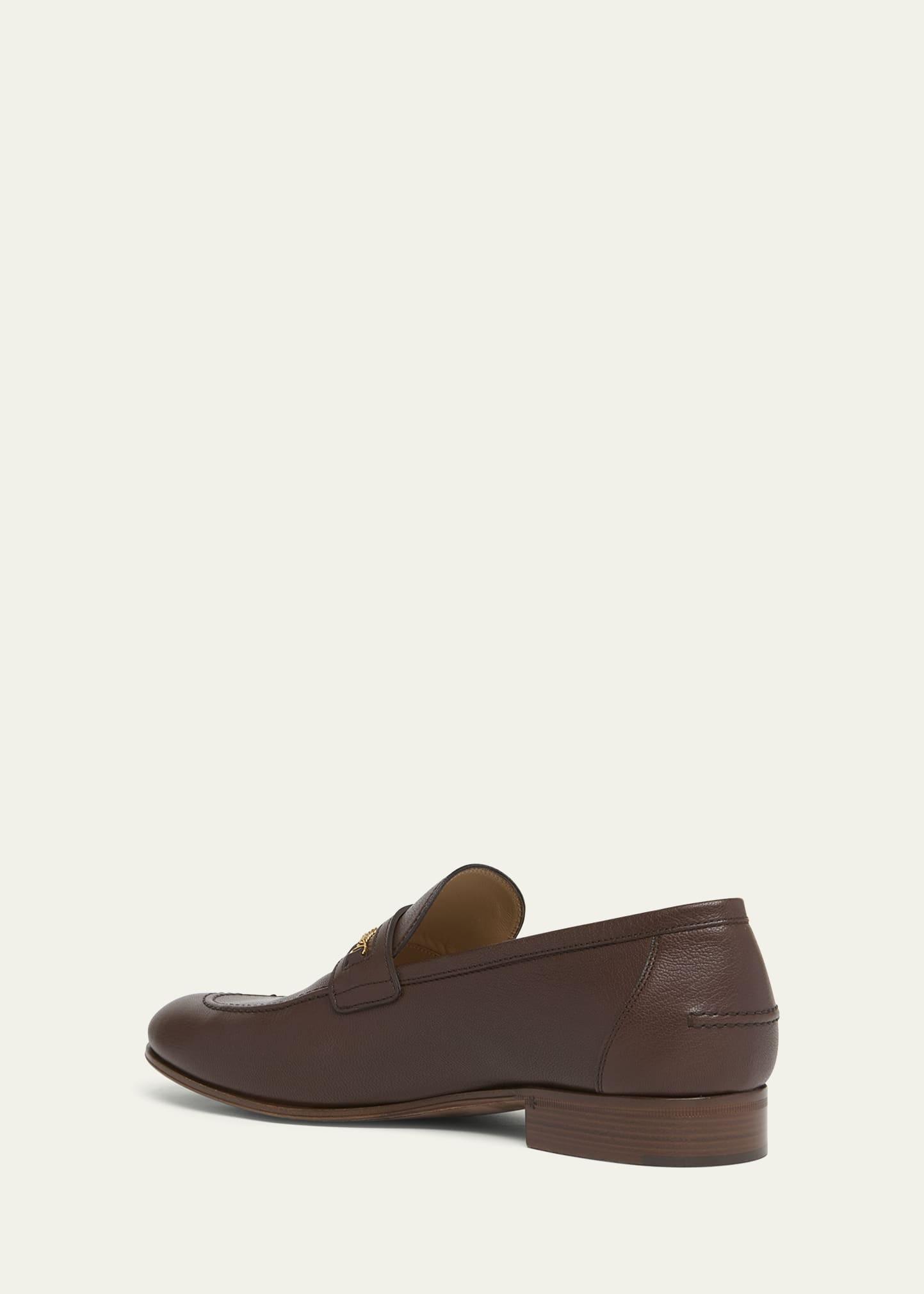 Men's Leather VLogo Chain Bit Loafers - 4