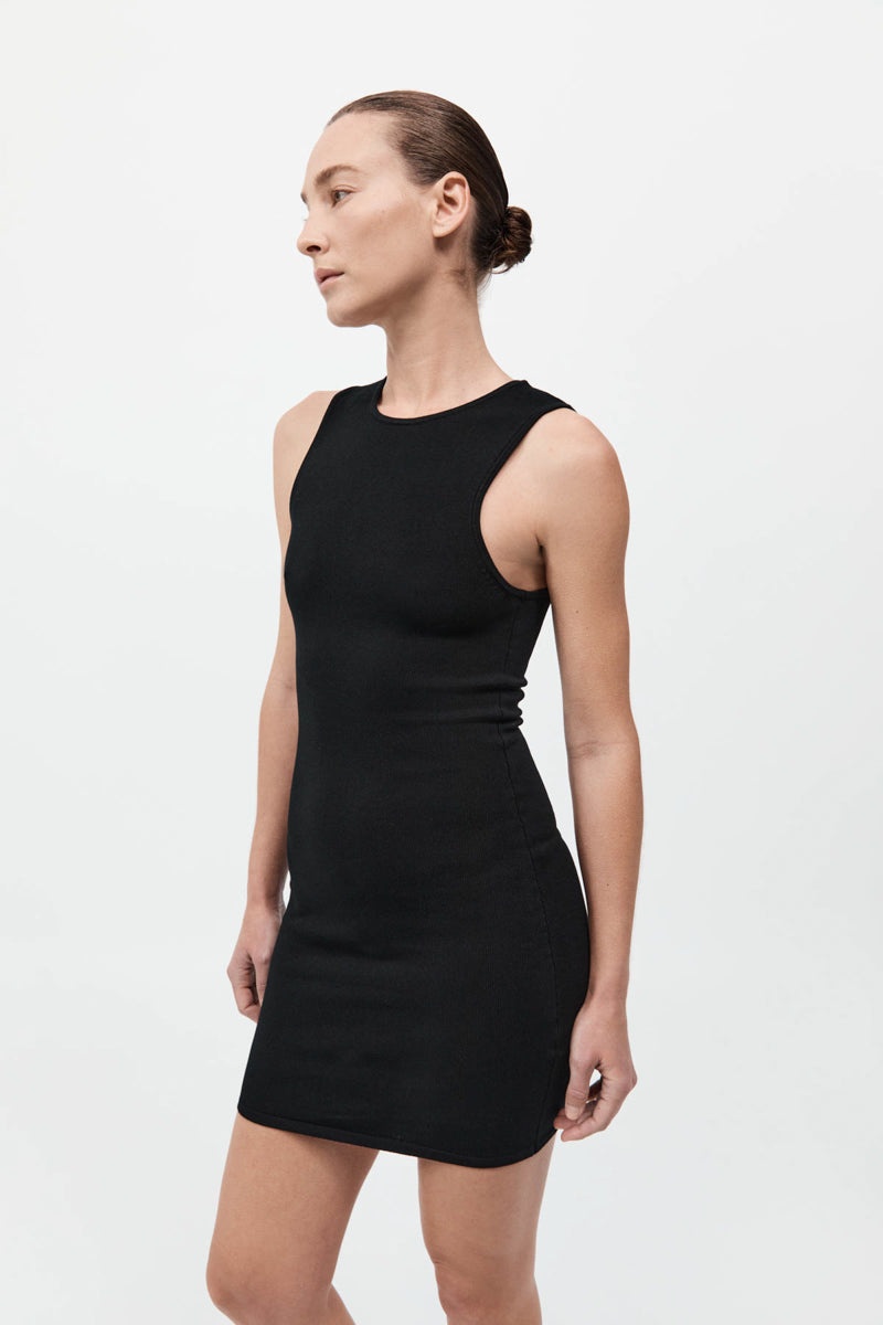Detachable Layer Knit Dress - Black - 6