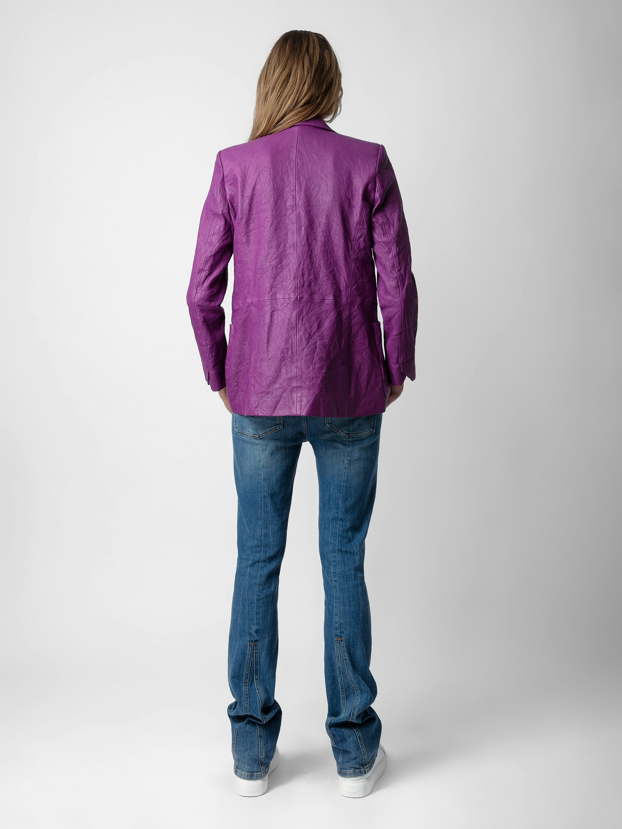Visko Crinkled Leather Blazer - 3