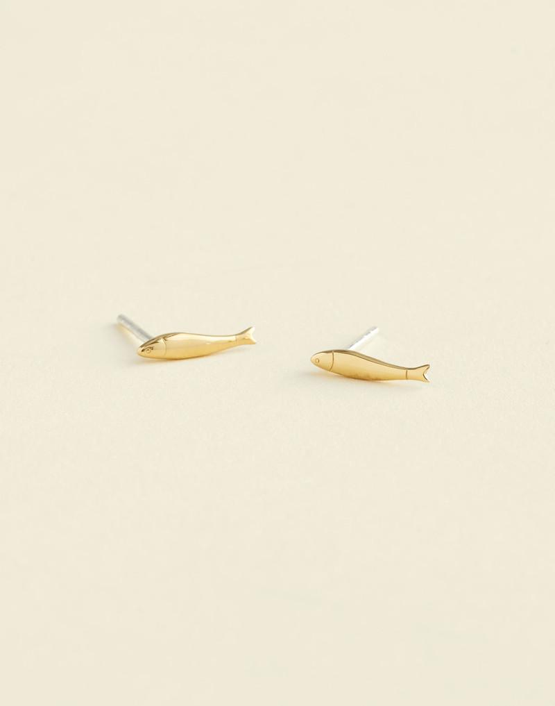 Demi-Fine Fish Stud Earrings 1