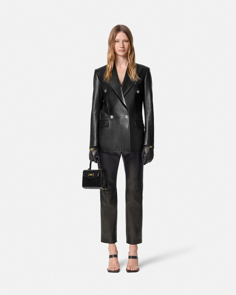 VERSACE Leather Straight-Fit Masculine Blazer outlook