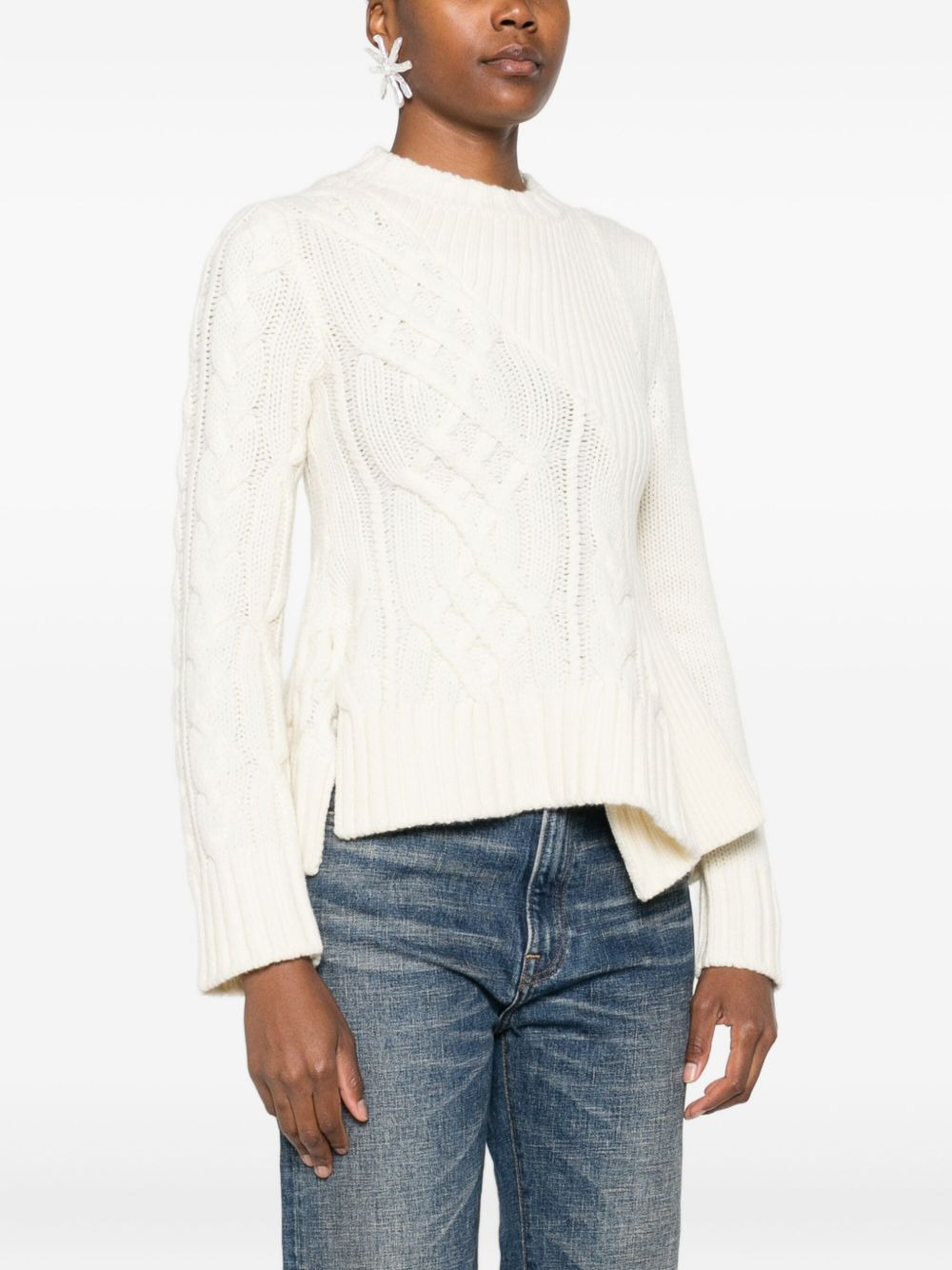 Sacai Women Wool Crewneck Sweater - 5