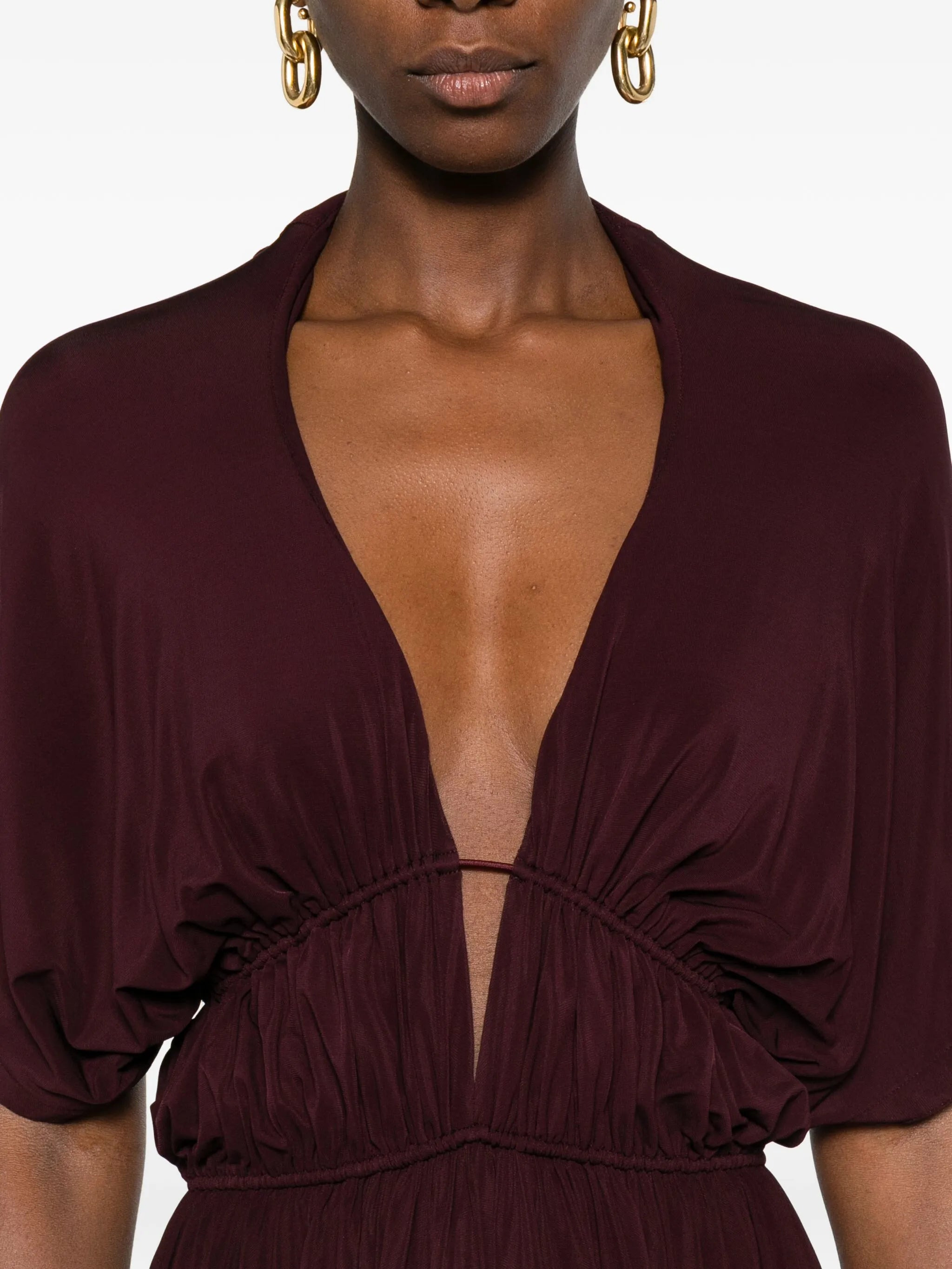 Alaïa V-neck Gathered Day Dress - 2