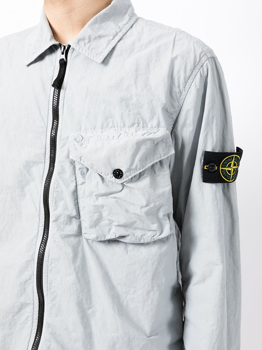 logo-patch sleeve overshirt - 5