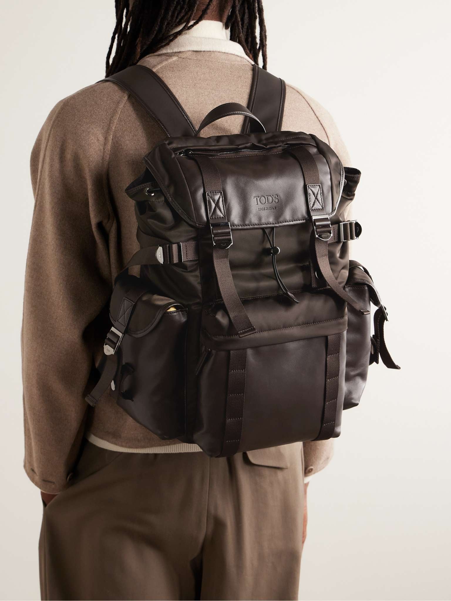 Leather-Trimmed Nylon Backpack - 2