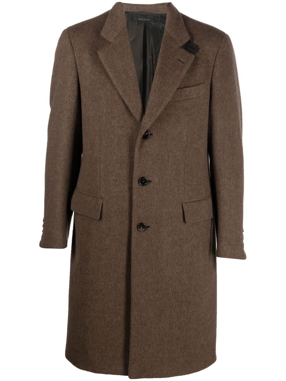 leather-trim single-breasted coat - 1