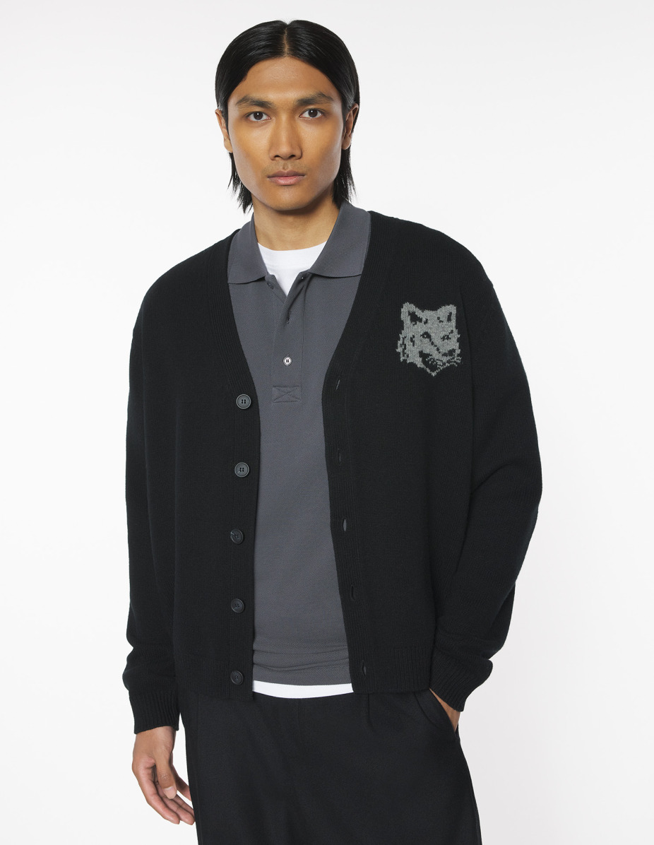 FOX HEAD INTARSIA MERINO CARDIGAN - 3