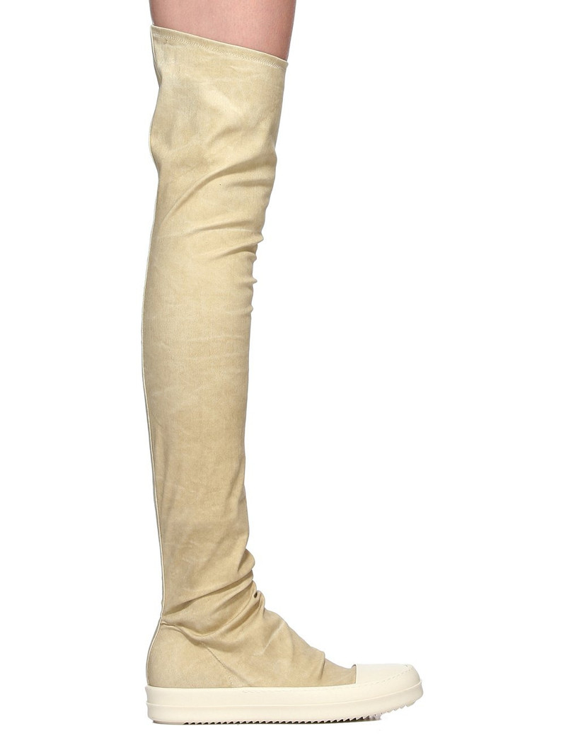 Beige Hollywood High Sock Sneaks Tall Boots 1