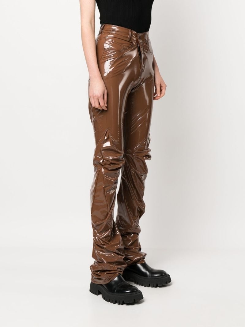 draped patent-leather trousers - 3