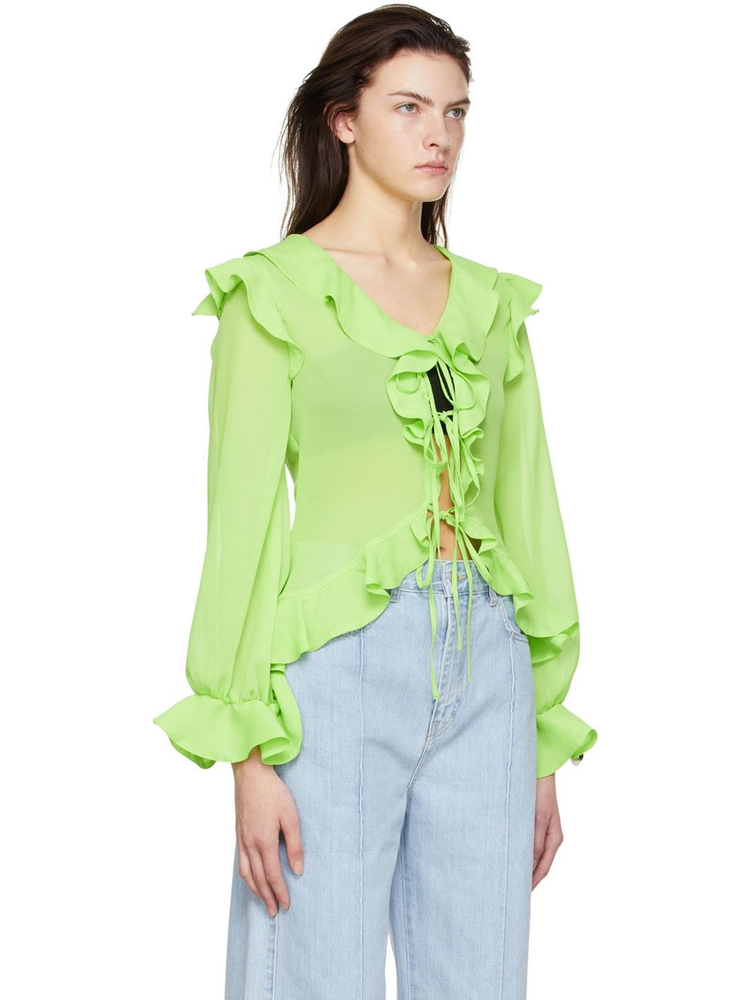 Green Polyester Blouse - 2