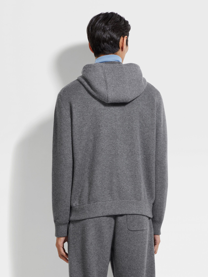 GREY MÉLANGE OASI CASHMERE FULL ZIP HOODIE 5