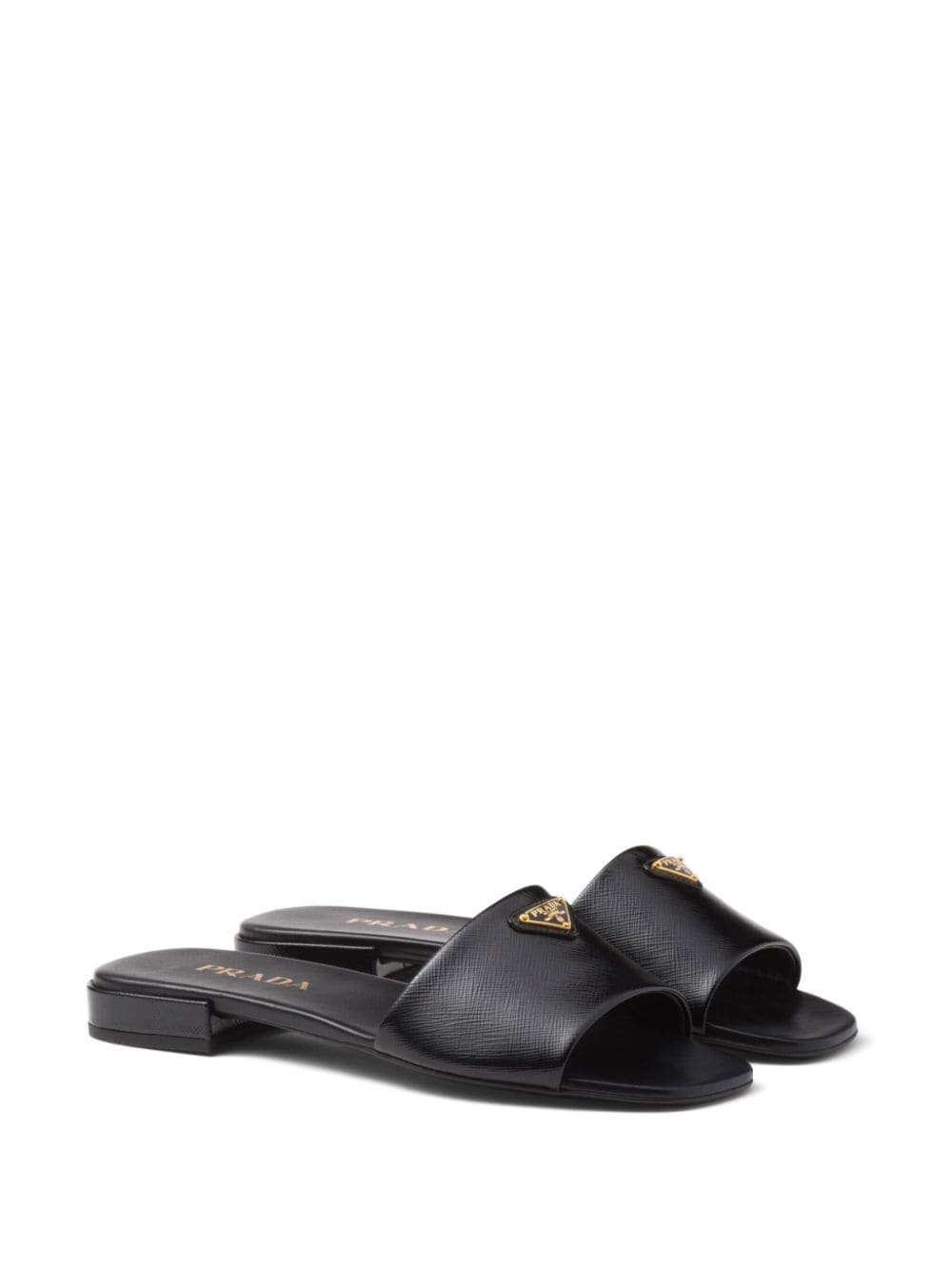 triangle-logo leather slides - 2