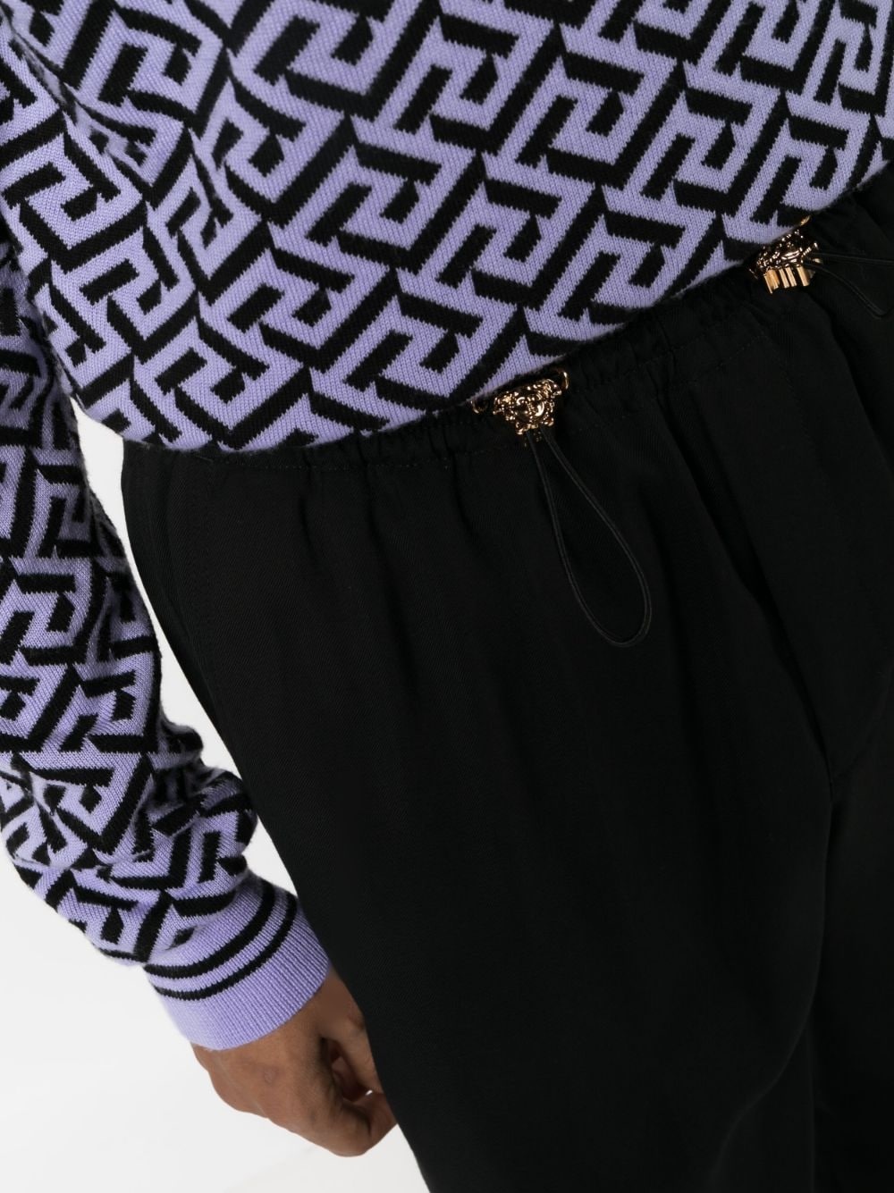 drawstring-fastening cotton track pants - 5