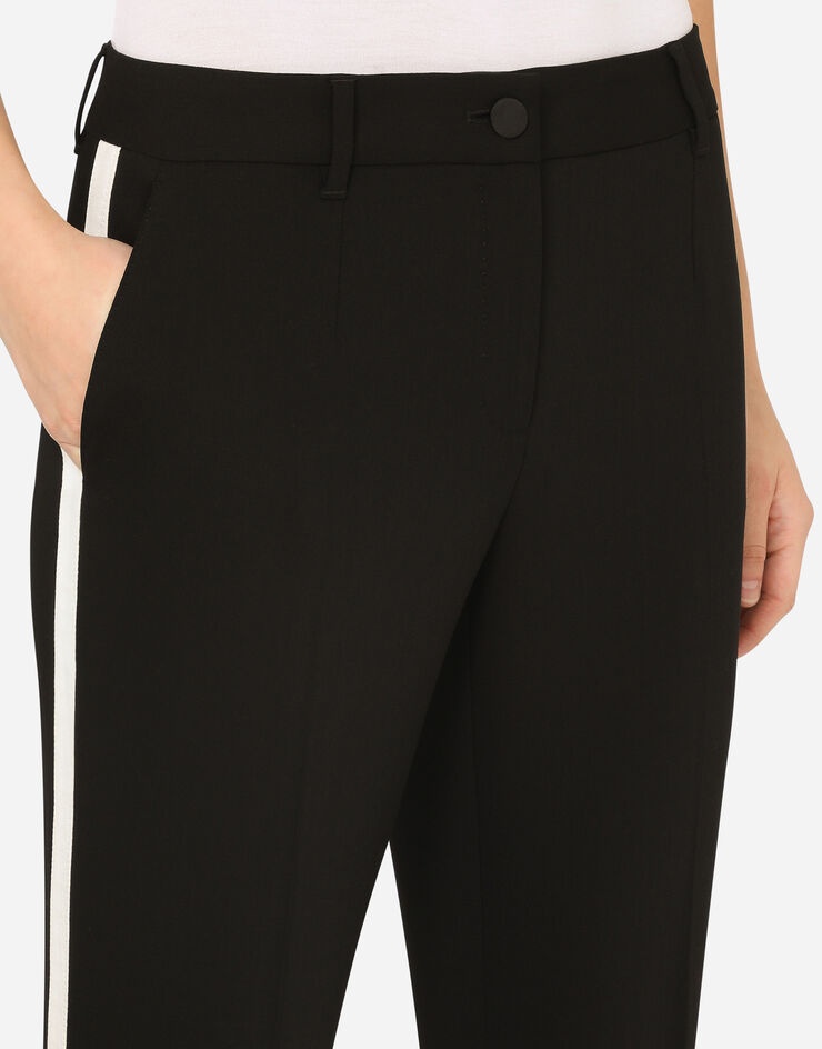 Low-rise woolen tuxedo pants - 3