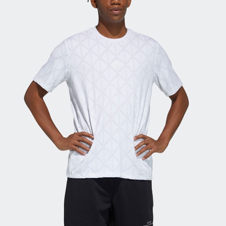 adidas Th Tee Techjaq Logo Printing mesh Short Sleeve White GP1012 - 2