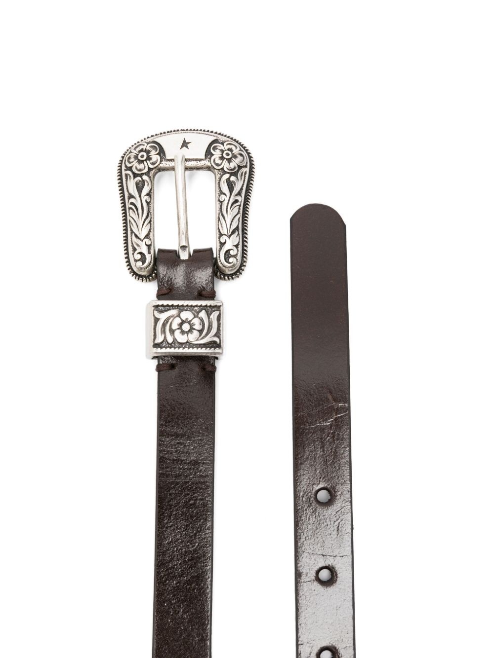 western-buckle leather belt - 2
