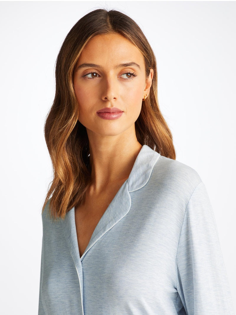 Women's Pajamas Ethan Micro Modal Stretch Light Blue Marl 5