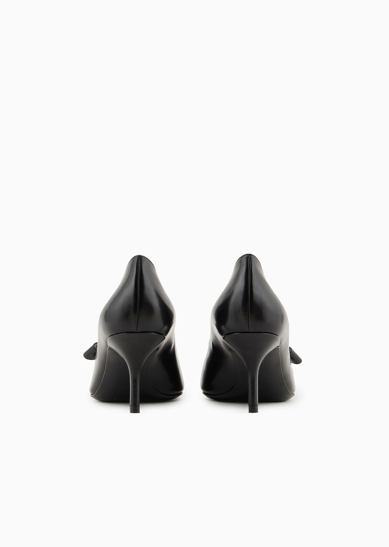 Brushed leather court shoes with bow - 3