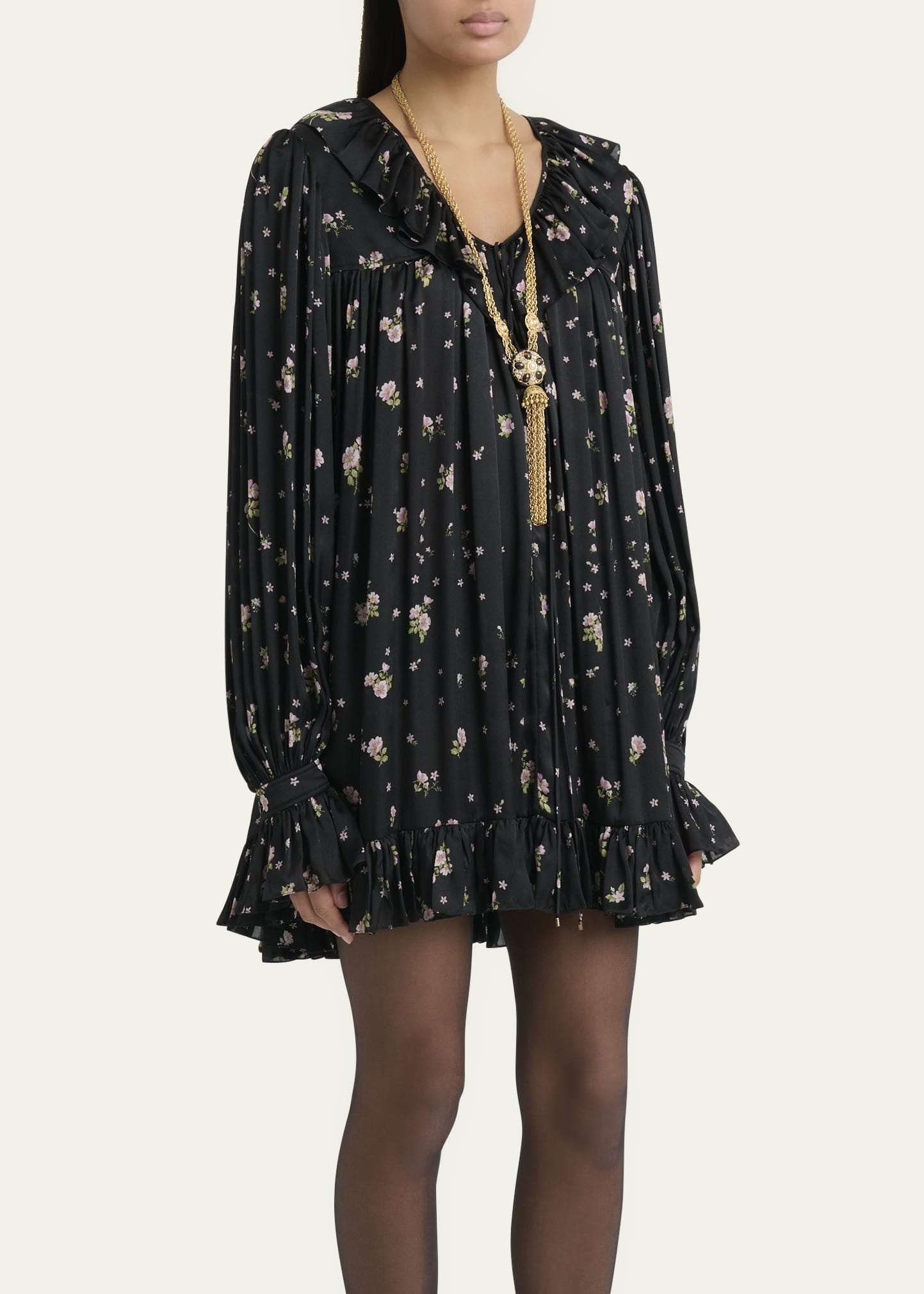 Liberty Print Silk Charmeuse Mini Dress - 4
