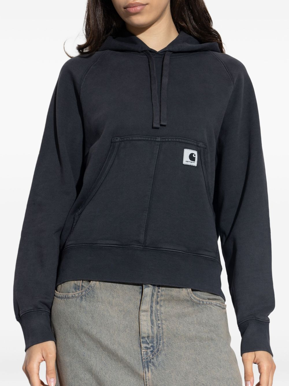 logo-patch cotton hoodie - 3