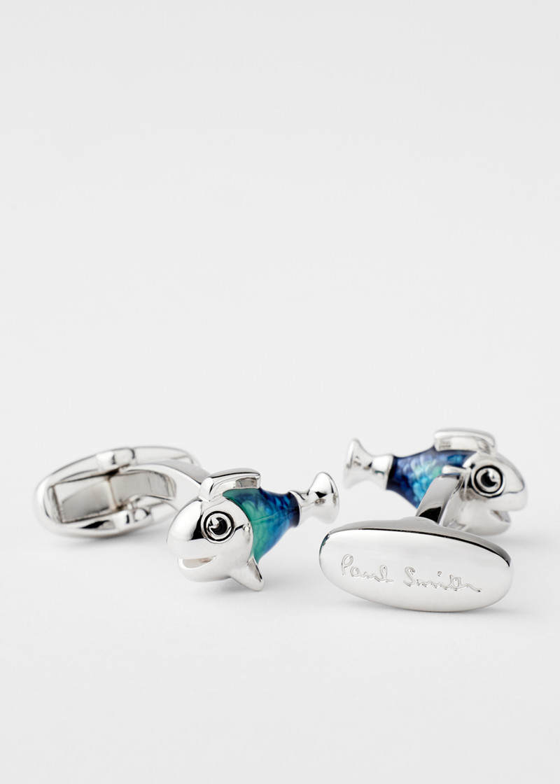 Paul Smith Blue and Green 'Fish' Cufflinks outlook