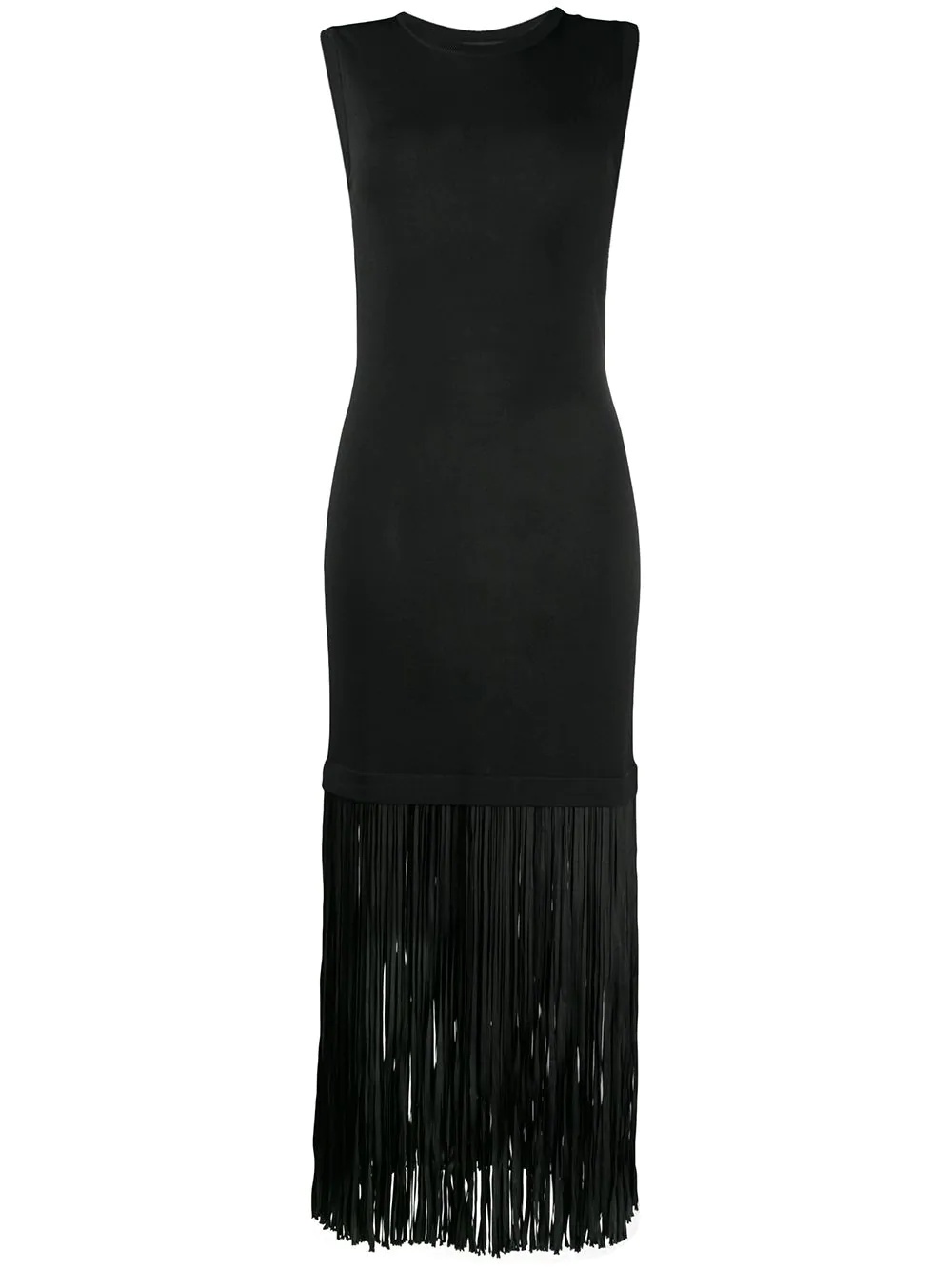 sleeveless fringed dress - 1